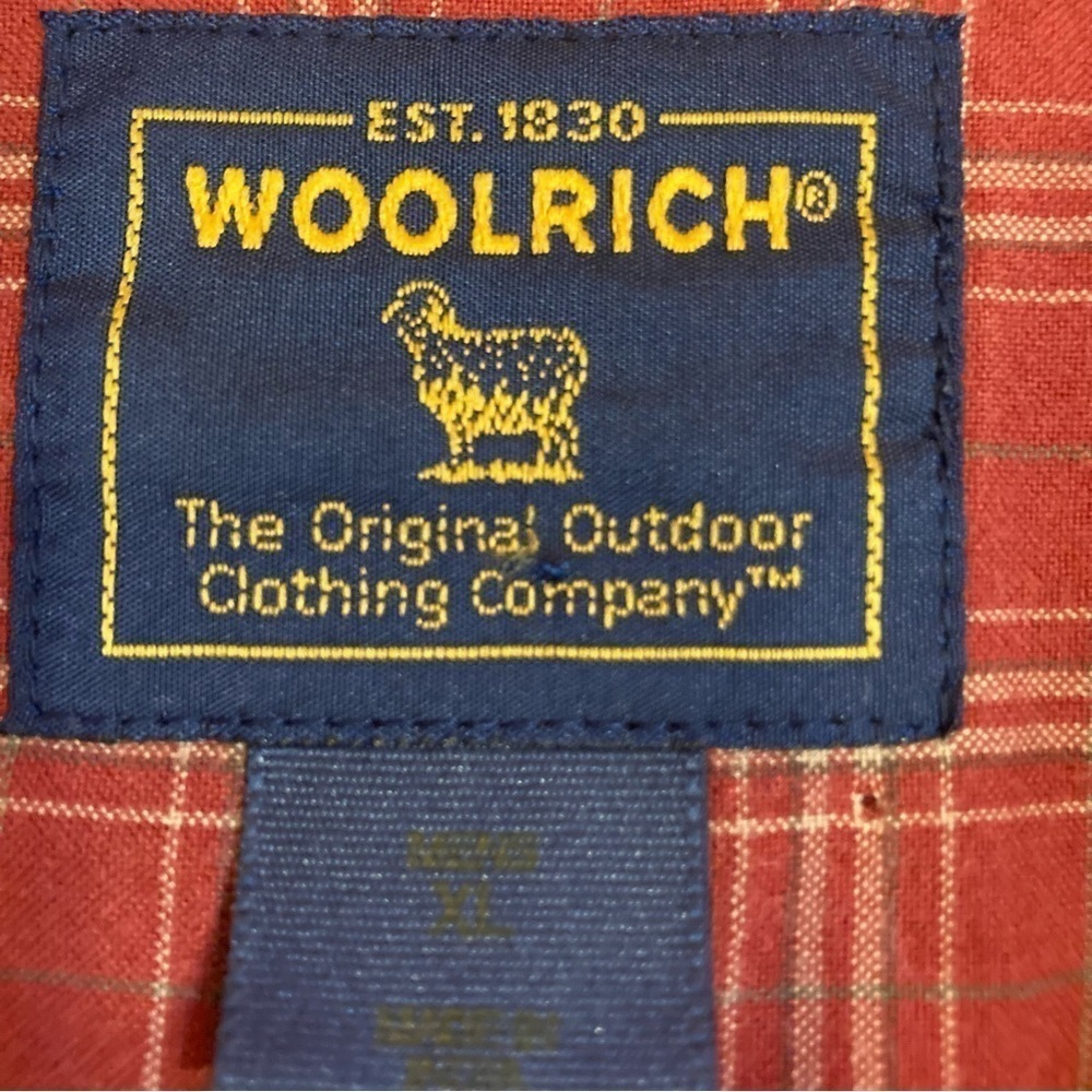 Mens Woolrich Red Plaid Long Sleeve Button Front Shirt - Picture 3 of 3
